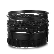 Load image into Gallery viewer, Vintage Leaf Feather Multilayer Leather Bracelet Men Fashion Braided Handmade Star Rope Wrap Bracelets & Bangles Male Gifts Jewe