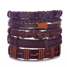 Load image into Gallery viewer, Vintage Leaf Feather Multilayer Leather Bracelet Men Fashion Braided Handmade Star Rope Wrap Bracelets & Bangles Male Gifts Jewe