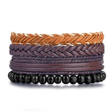 Load image into Gallery viewer, Vintage Leaf Feather Multilayer Leather Bracelet Men Fashion Braided Handmade Star Rope Wrap Bracelets & Bangles Male Gifts Jewe
