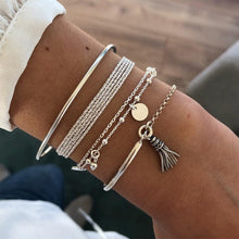 Load image into Gallery viewer, Simple Women Bracelets Multilayer Chain Disc Tassel Pendant Silver Bracelet Set Dance Party Costume Jewellery Accessories