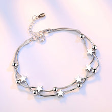 Load image into Gallery viewer, Crazy Feng Elegant Chain Bracelet Silver Color Beads Stars Charm Bracelet For Women Snake Link Chain Bracelet Jewelry Gift