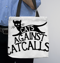 Load image into Gallery viewer, Cat Cats against Catcalls  Basketweave Tote Bag

