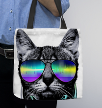 Load image into Gallery viewer, Music Cat Music Lover Coolcat   Basketweave Tote Bag
