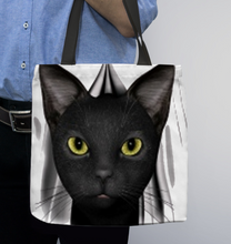 Load image into Gallery viewer, Black Cat (2) Basketweave Tote Bag
