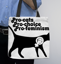 Load image into Gallery viewer, Cat Feminism Pro cats pro choice pro feminism  Basketweave Tote Bag
