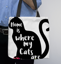 Load image into Gallery viewer, Home Is Where My Cats Are Basketweave Tote Bag
