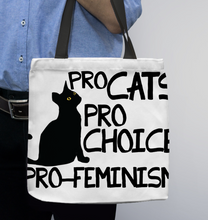 Load image into Gallery viewer, Cat Feminism Pro Cats Pro Choice Pro Feminism Basketweave Tote Bag
