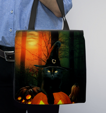 Load image into Gallery viewer, Halloween Cat (2) Basketweave Tote Bag
