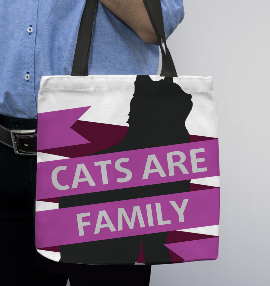 Cat Family Cats Are Family  Basketweave Tote Bag