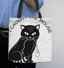 Load image into Gallery viewer, Cat I caught the mouse Basketweave Tote Bag
