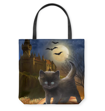 Load image into Gallery viewer, Halloween Cat(2) Basketweave Tote Bag
