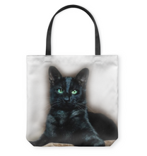 Load image into Gallery viewer, Cat Black Basketweave DooDooFrog Tote Bag
