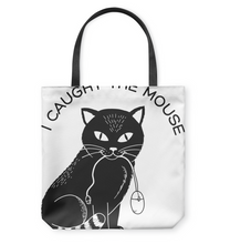 Load image into Gallery viewer, Cat I caught the mouse Basketweave Tote Bag
