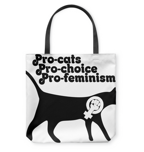 Cat Feminism Pro cats pro choice pro feminism  Basketweave Tote Bag