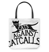 Load image into Gallery viewer, Cat Cats against Catcalls  Basketweave Tote Bag
