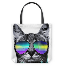 Load image into Gallery viewer, Music Cat Music Lover Coolcat   Basketweave Tote Bag

