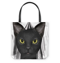 Load image into Gallery viewer, Black Cat (2) Basketweave Tote Bag
