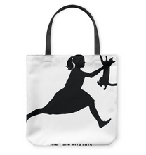 Load image into Gallery viewer, Cat Don't Run With Cats  Basketweave Tote Bag
