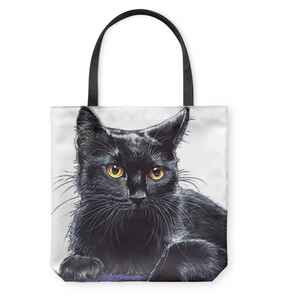 Black Cat Basketweave Tote Bag