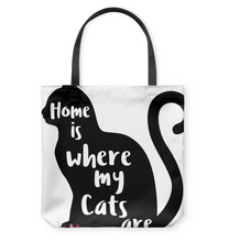 Load image into Gallery viewer, Home Is Where My Cats Are Basketweave Tote Bag
