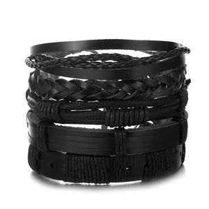 Vintage Leaf Feather Multilayer Leather Bracelet Men Fashion Braided Handmade Star Rope Wrap Bracelets & Bangles Male Gifts Jewe