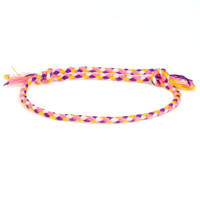 Handmade National style Color Cotton Rope Bracelet Tibetan Buddhist Lucky Charm Tibetan Thread Bracelets & Bangles For Women Men